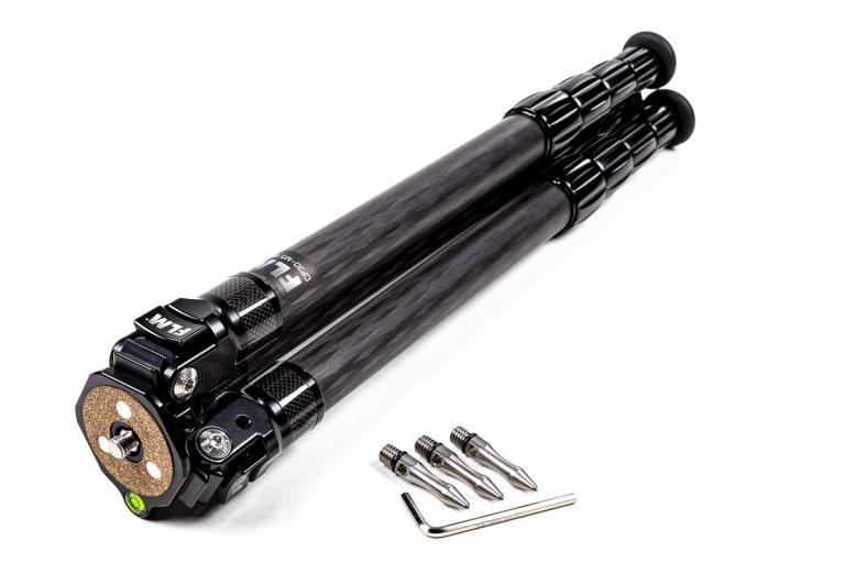 FLM CP-30 M5 II tripod, carbon-aluminum hybrid construction.